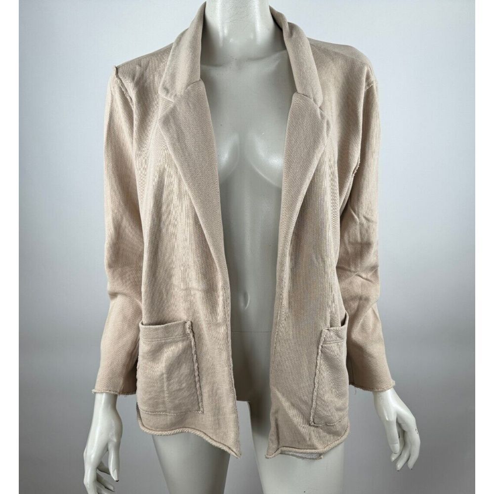 Eileen Fisher Organic Cotton Open Front Cardigan‎ Women L Stretch Long Sleeve
